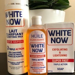 White Now body Lotion, Oil and White Now Exfoliating and lightning Soap